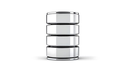 Sleek 3D Render of Stacked Metallic Discs on White Background AI Generated