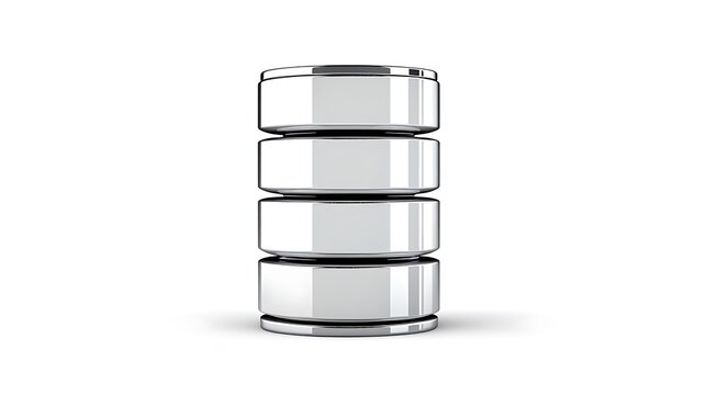 Sleek 3D Render of Stacked Metallic Discs on White Background AI Generated