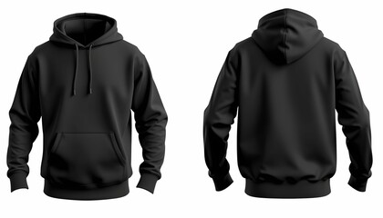 dark gray hoodie, front and back view, minimalist design, casual wear, plain sweatshirt, drawstring hood, long sleeves, studio lighting, product photography