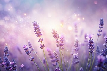 Fototapeta premium Lavender Floral Panoramic Background: Feminine & Elegant Soft Abstract Image with Ample Copy Space