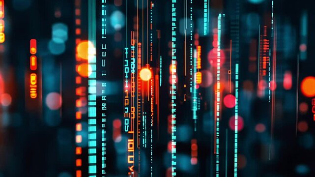 Abstract colorful lines of digital datas or technological codes 
