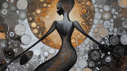 Abstract Female Figure with Cosmic Elements