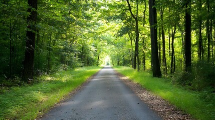 Sunlit Path Through Lush Green Forest