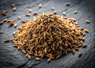 Cumin Seeds on Dark Stone