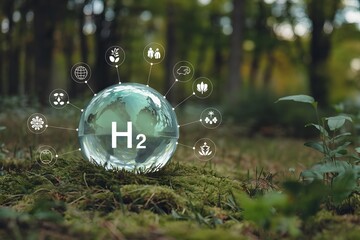 Fototapeta premium Green Hydrogen Energy Sustainable Future Clean Power Eco Friendly Renewable Resource Global Energy Transition Clean Technology Environmental Conservation Ecologically Conscious Hydrogen Fuel Cell 