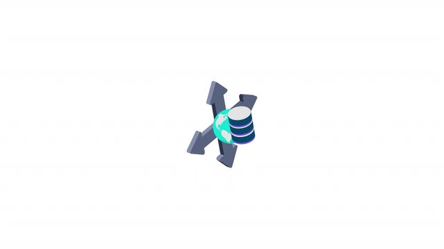 Centralized database isometric icon alpha video