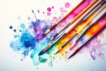 Fototapeta premium Watercolor Brushes on a Creative Canvas