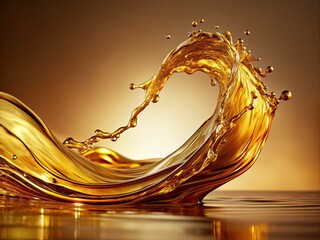 Golden Wave Oil Splash Long Exposure Abstract Art