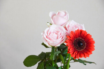 薔薇とガーベラ