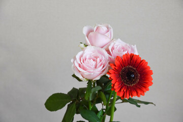 薔薇とガーベラ