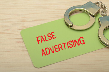 False Advertising and Legal Consequences: Open Handcuffs on Warning Card