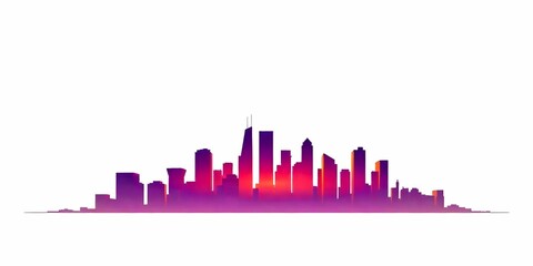 Fototapeta premium Abstract city featuring a factory and skyline with tall buildings, factory Cityscape in High Contrast 3D Style. winter evening, sunset, snow gently falling, rainy morning text space background .