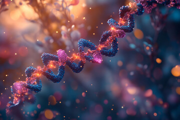 Generative AI Depiction of DNA Helix and Genetic Mutations in Molecular Biology