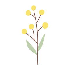 Yellow flower.Vector illustration. Flat flower, simple, on a white background.
