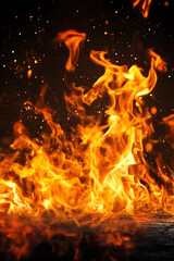 Fiery Inferno: Intense Flames Burn Brightly