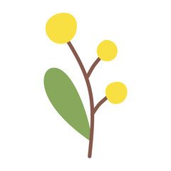Yellow flower.Vector illustration. Flat flower, simple, on a white background.