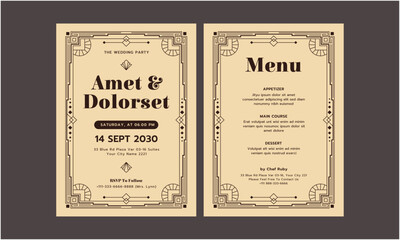 Wedding Invitation Template. Simple and elegant wedding card template. Design illustration for wedding, vip cover, poster, rsvp modern card.