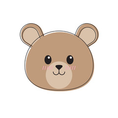 Obraz premium Cute brown bears face suitable for wildlife designs, children's books, forest themed products, and nature related projects. Warm and adorable illustration