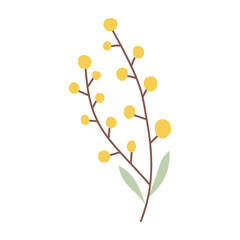Yellow flower.Vector illustration. Flat flower, simple, on a white background.