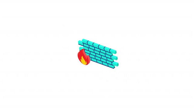 firewall isometric icon alpha video