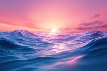 Obraz premium Sunset Over Soft Ocean Waves