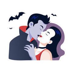 Vampire couple in love with gothic romance theme