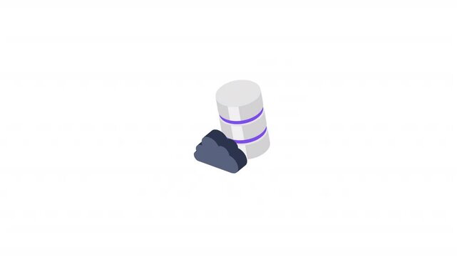 Cloud Database isometric icon alpha video