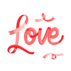 Elegant red love typography with ribbon accents