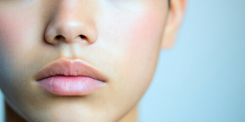Obraz premium Close-up of Human Nose, Lips, and Cheek