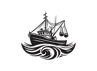 Ship, boat sail in sea illustration vector design