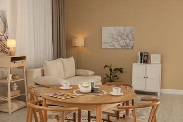 Beautiful furniture and decor in cozy living room. Interior design