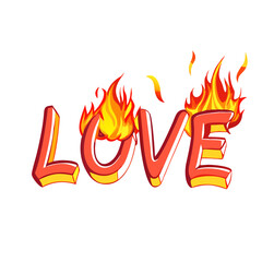 Fiery love typography with dramatic flame effects