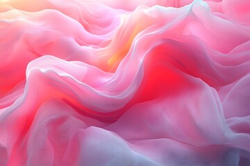 Obraz premium Abstract waves of pink and soft pastel colors create a dreamy, fluid landscape in motion