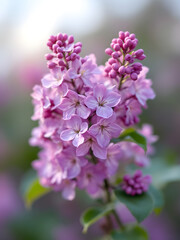 Obraz premium Lilac Blooms in Springtime Bliss Against a Soft Background