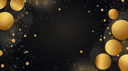 Fototapeta premium Golden Circles and Stardust: A Dark Abstract Digital Painting AI Generated