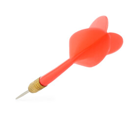 One red dart arrow in air isolated on white