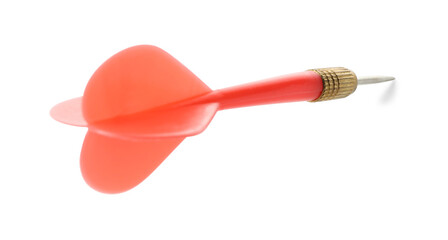 One red dart arrow in air isolated on white