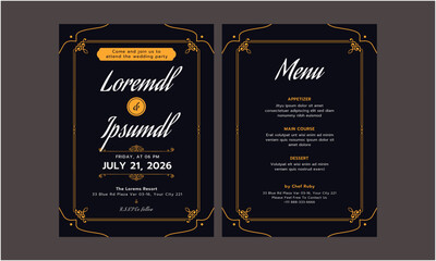 Wedding Invitation Template. Simple and elegant wedding card template. Design illustration for wedding, vip cover, poster, rsvp modern card.