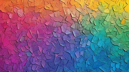 Obraz premium Vibrant Rainbow Mosaic: A Digital Painting of Textured Color Blocks AI Generated