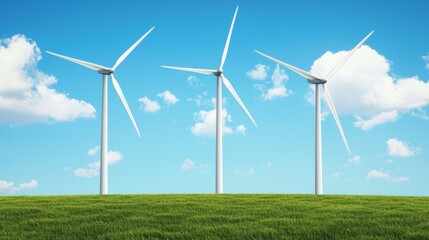 Fototapeta premium Wind Turbines Against a Colorful Sunset in a Clear Sky