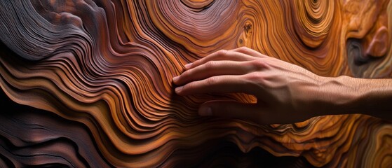 Richly Textured Wooden Surface and a Gentle Hand Connection