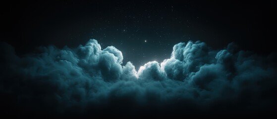 Obraz premium Electric Blue Galaxy with Twinkling Stars and Mystical Clouds at Night