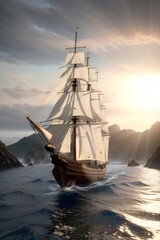 Fototapeta premium Ship in sea