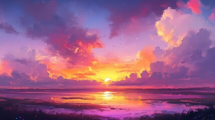 beautiful sunrise painting the sky with pink, purple, and orange hues.