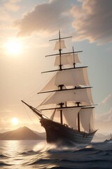 Fototapeta premium Ship in sea