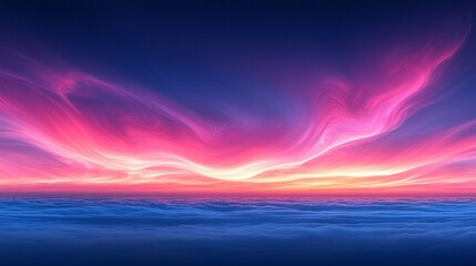 Obraz premium Pink aurora borealis over clouds at sunset; dreamy sky
