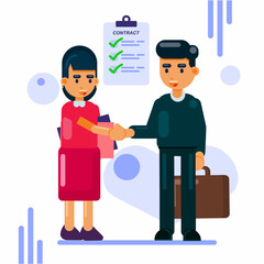 New employee with HR staff complete contract sign