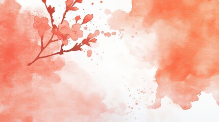 Obraz premium Soft Peach Watercolor Background, Delicate Floral Design, Creamy White Splashes, Abstract Art