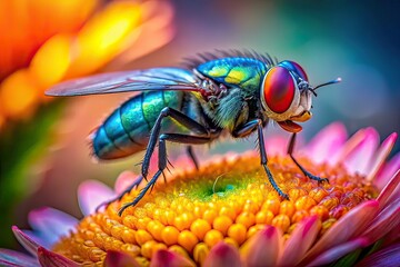 Long Exposure Fly on Flower, Beautiful Macro, Nature Photography, AI Art