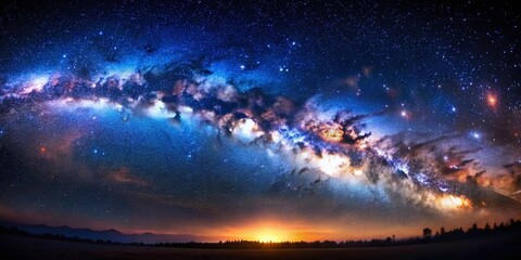 Obraz premium Macro View of Milky Way Galaxy Core at Night, Stunning Starry Sky